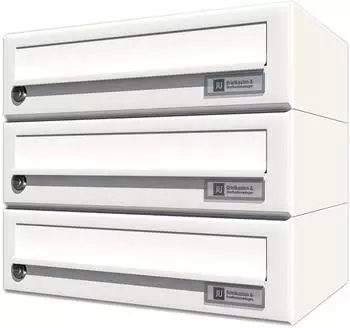JU HBFA3/08-502 Hausbrieffachanlage 3-teilig, Stahl wei&szlig; RAL 9016 (HBFA3/08-502 RAL9016)