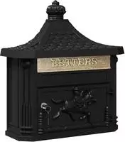 vidaXL Wandmontierter Briefkasten mit T&uuml;r Schwarz 40,5 x 16 x 45 cm