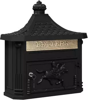 vidaXL Wandbriefkasten mit T&uuml;r, schwarz, 40,5x16x45cm