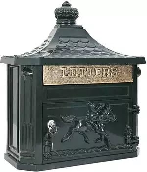 vidaXL Wandbriefkasten Gussaluminium, gr&uuml;n, 40,5x16x45cm