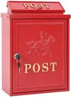 vidaXL Wandmontierter Briefkasten Rot 29 x 13 x 41 cm Gussaluminium