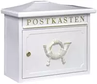 Burg W&auml;chter 12810 Sylt 1883 W Briefkasten Stahlblech Wei&szlig; Schl&uuml;sselschloss