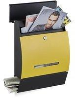 Relaxdays Design Briefkasten mit Zeitungsfach schwarz/gelb