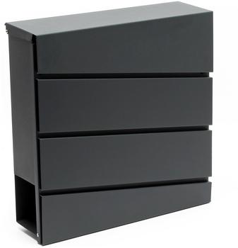 Wiltec Designer Briefkasten V16 Postkasten Anthrazit mit Zeitungsfach