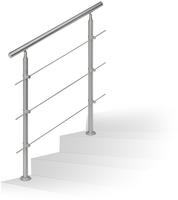 Relaxdays - Treppengel&auml;nder Edelstahl Set, F&uuml;r Innen Und Au&szlig;en, Handlauf, 1,0 M