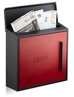 Relaxdays Briefkasten modern schwarz/rot