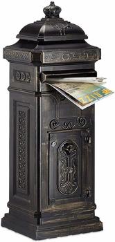 Relaxdays Standbriefkasten Antik schwarz