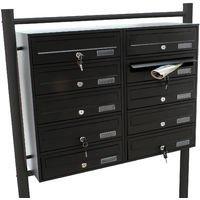 Wiltec 10er Briefkastenanlage Schwarz 2x5 F&auml;cher Standbriefkasten Postfach