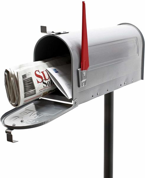 Wiltec US Mailbox Briefkasten Amerikanisches Design silber mit Standfuß