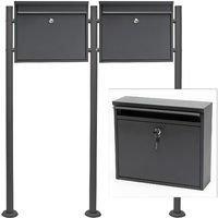 Wiltec Briefkasten Set Wandbriefkasten V13 Anthrazit Doppelt