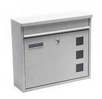 Wiltec Design Briefkasten Postbox Silber pulverbeschichtet Wandbriefbox V12