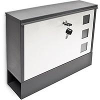 Relaxdays Design Briefkasten Metall 36x30cm Schwarz-Weiß