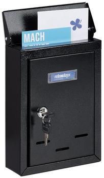 Relaxdays Briefkasten mit Namensschild, schwarz