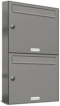AL Briefkastensysteme Wandbriefkasten 2 Fach Auf- und Unterputzanlage RAL 9007 Aluminium Grau DIN A4