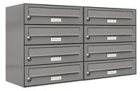 AL Briefkastensysteme Briefkasten 8 Fach Auf- und Unterputzanlage RAL 9007 Aluminium Grau DIN A4