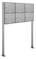 AL Briefkastensysteme Standbriefkasten 6 Fach Standanlage freistehend Edelstahl DIN A4