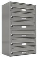 AL Briefkastensysteme 6er Premium Briefkasten Aluminiumgrau RAL 9007 für Außen Wand Postkasten 1x6