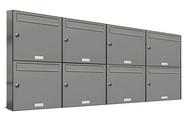 AL Briefkastensysteme Wandbriefkasten 8 Fach Auf- und Unterputzanlage RAL 9007 Aluminium Grau DIN A4