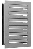 AL Briefkastensysteme Durchwurfbriefkasten 6 Fach Mauerdurchwurfanlage Edelstahl DIN A4