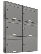 AL Briefkastensysteme Wandbriefkasten 5 Fach Auf- und Unterputzanlage RAL 9007 Aluminium Grau DIN A4