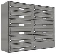 AL Briefkastensysteme Wandbriefkasten 11 Fach Auf- und Unterputzanlage RAL 9007 Aluminium Grau DIN A4