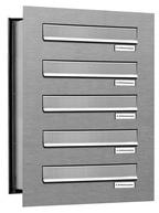 AL Briefkastensysteme Durchwurfbriefkasten 5 Fach Mauerdurchwurfanlage Edelstahl DIN A4