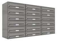 AL Briefkastensysteme Briefkasten 18 Fach Auf- und Unterputzanlage RAL 9007 Aluminium Grau DIN A4