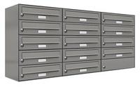 AL Briefkastensysteme Wandbriefkasten 14 Fach Auf- und Unterputzanlage RAL 9007 Aluminium Grau DIN A4