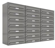 AL Briefkastensysteme Wandbriefkasten 21 Fach Auf- und Unterputzanlage RAL 9007 Aluminium Grau DIN A4