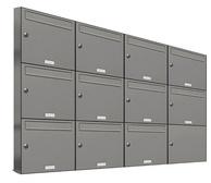 AL Briefkastensysteme Wandbriefkasten 11 Fach Auf- und Unterputzanlage RAL 9007 Aluminium Grau DIN A4