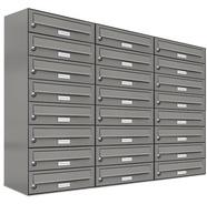AL Briefkastensysteme Wandbriefkasten 24 Fach Auf- und Unterputzanlage RAL 9007 Aluminium Grau DIN A4