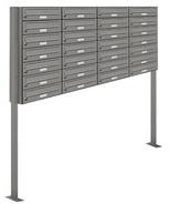 AL Briefkastensysteme Briefkasten 28 Fach Standanlage freistehend RAL 9007 Aluminium Grau DIN A4