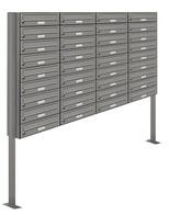 AL Briefkastensysteme Briefkasten 36 Fach Standanlage freistehend RAL 9007 Aluminium Grau DIN A4