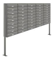 AL Briefkastensysteme Briefkasten 44 Fach Standanlage freistehend RAL 9007 Aluminium Grau DIN A4