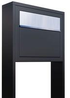Bravios - Standbriefkasten Elegance Schwarz mit Edelstahlklappe