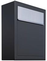 Bravios Briefkasten Base Schwarz mit Edelstahlklappe