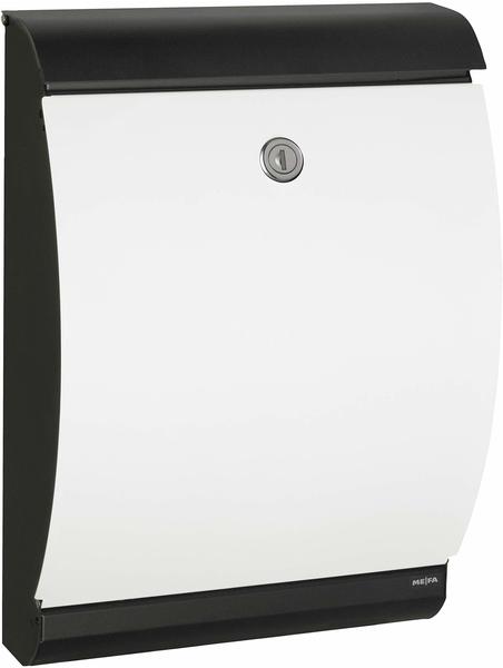 Mefa Briefkasten Puffin 300 weiß/schwarz Postkasten Sicherheitsschloss, Größe 455x320x150 mm) 300100DE