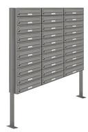 AL Briefkastensysteme Briefkasten 30 Fach Standanlage freistehend RAL 9007 Aluminium Grau DIN A4