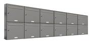 AL Briefkastensysteme Wandbriefkasten 12 Fach Auf- und Unterputzanlage RAL 9007 Aluminium Grau DIN A4