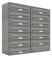 AL Briefkastensysteme Wandbriefkasten 13 Fach Auf- und Unterputzanlage RAL 9007 Aluminium Grau DIN A4