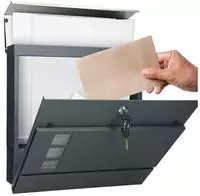 Ecd Germany Briefkasten Mit Zeitungsfach, 37x36,5x10,5 Cm, Anthrazit/silber, Aus