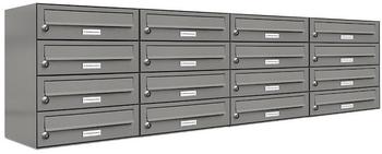 AL Briefkastensysteme Wandbriefkasten 16 Fach Auf- und Unterputzanlage RAL 9007 Aluminium Grau DIN A4