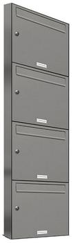 AL Briefkastensysteme Wandbriefkasten 4 Fach Auf- und Unterputzanlage RAL 9007 Aluminium Grau DIN A4