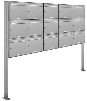 AL Briefkastensysteme Standbriefkasten 15 Fach Standanlage freistehend Edelstahl DIN A4