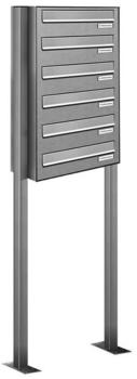 AL Briefkastensysteme Durchwurfbriefkasten 6 Fach Standanlage freistehend Edelstahl DIN A4