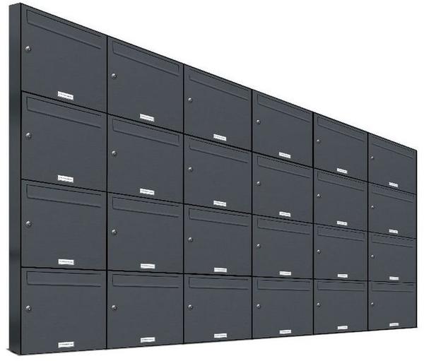 AL Briefkastensysteme Wandbriefkasten 24 Fach Auf- und Unterputzanlage RAL 7016 Anthrazit DIN A4