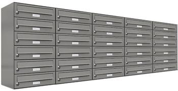 AL Briefkastensysteme Wandbriefkasten 30 Fach Auf- und Unterputzanlage RAL 9007 Aluminium Grau DIN A4