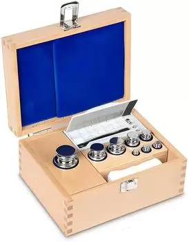 Kern & Sohn GmbH Gewichtssatz Klasse E1, Knopfform, Edelstahl poliert, Holz-Etui (304-05)