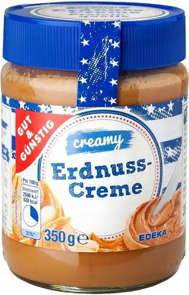 Edeka Gut & Günstig Erdnuss-Creme creamy (350 g) Test - 75/100 (gut) Edeka Gut & Günstig Erdnuss-Creme creamy (350 g) Test - 75/100 (gut)