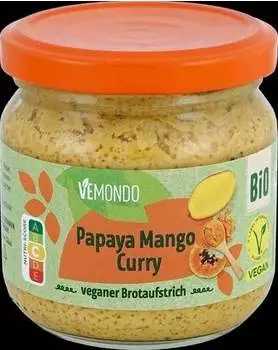 Vemondo Papaya Mango Curry Veganer Brotaufstrich